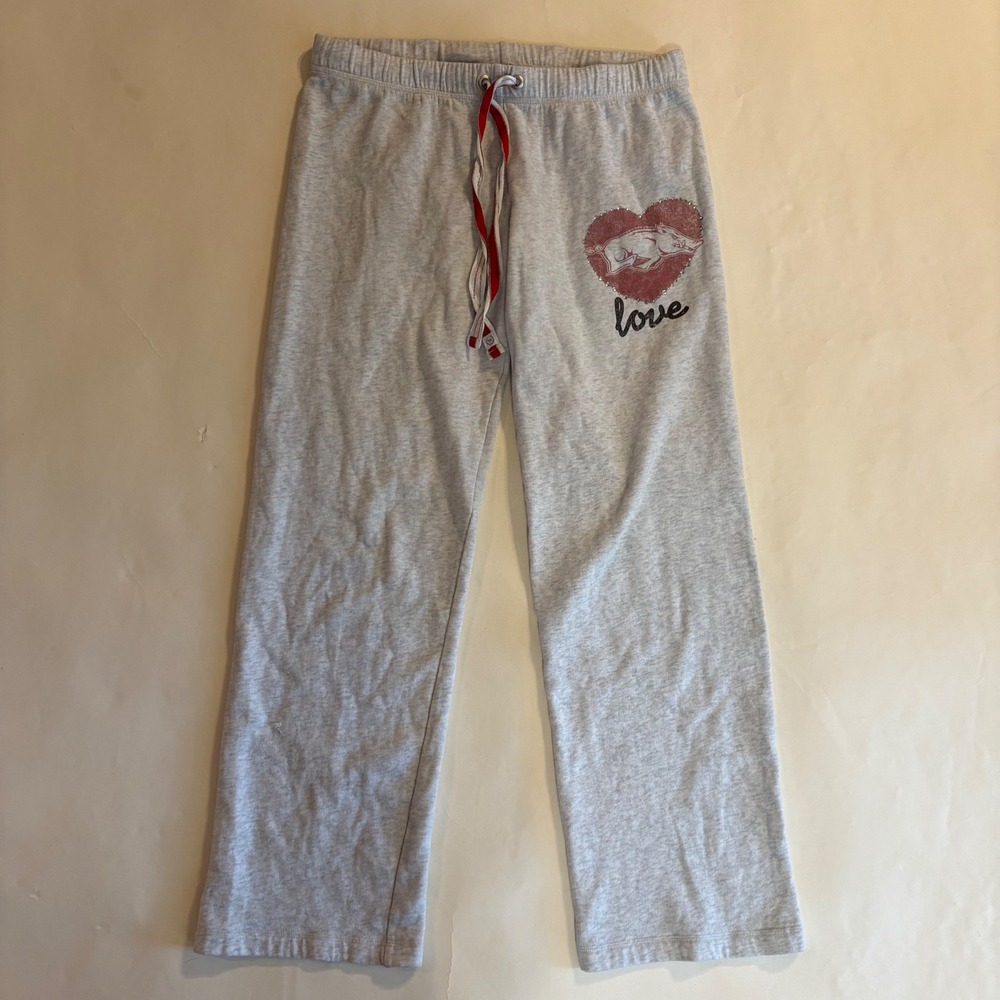PINK Victoria's Secret Arkansas Razorbacks Sweatpants Gray Rhinestone Heart S